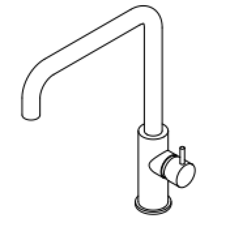 Waterevolution Flow kitchen faucet with angled swivel spout brass T158HLE