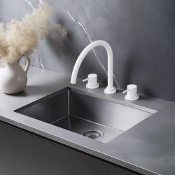 Waterevolution Flow 3-hole kitchen mixer tap with swivel spout and filtered water connection white T152UBR