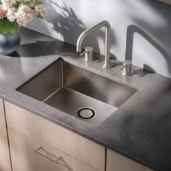 Waterevolution Flow 3-hole angled kitchen mixer tap with swivel spout and filtered water connection, stainless steel T152HIE