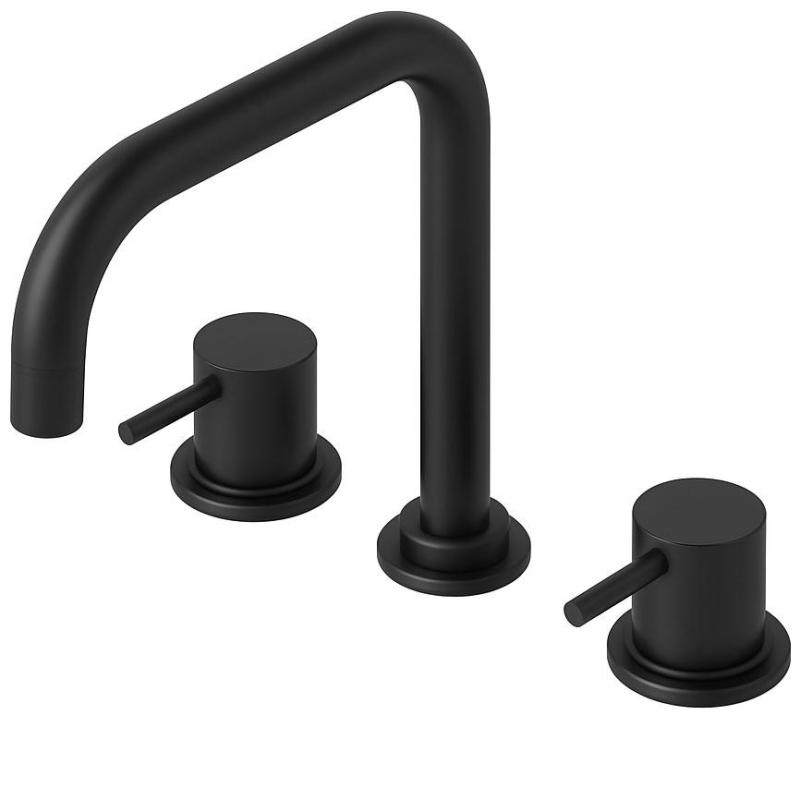 Waterevolution Flow 3-hole angled kitchen mixer tap with swivel spout and filtered water connection black T152HPR