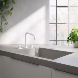 Waterevolution Flow 3-hole angled kitchen mixer tap with swivel spout and filtered water connection white T152HBR