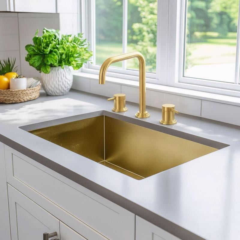 Waterevolution Flow 3-hole angled kitchen faucet with swivel spout and filtered water connection brass T152HLE