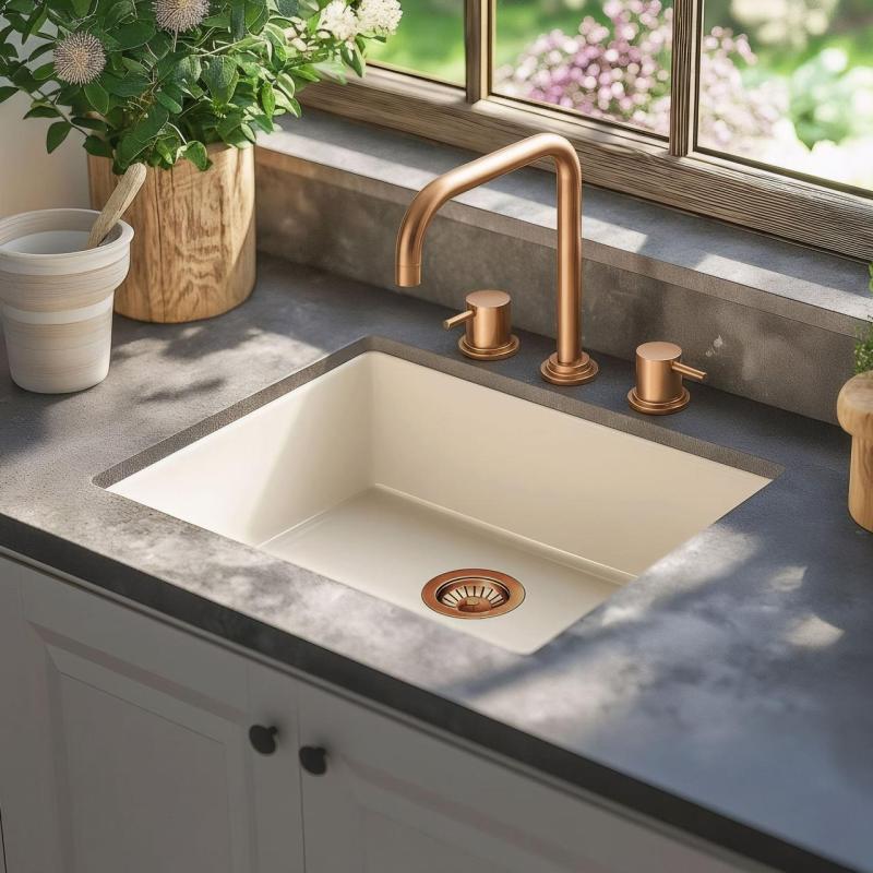 Waterevolution Flow 3-hole angled kitchen faucet with swivel spout and filtered water connection copper T152HCPE