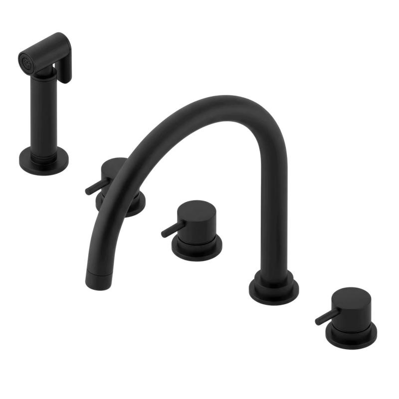 Waterevolution Flow 5-hole kitchen mixer tap with pull-out sprayer and filtered water connection black T154UPR