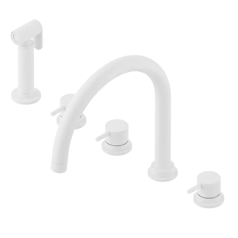 Waterevolution Flow 5-hole kitchen faucet with pull-out sprayer and filtered water connection white T154UBR