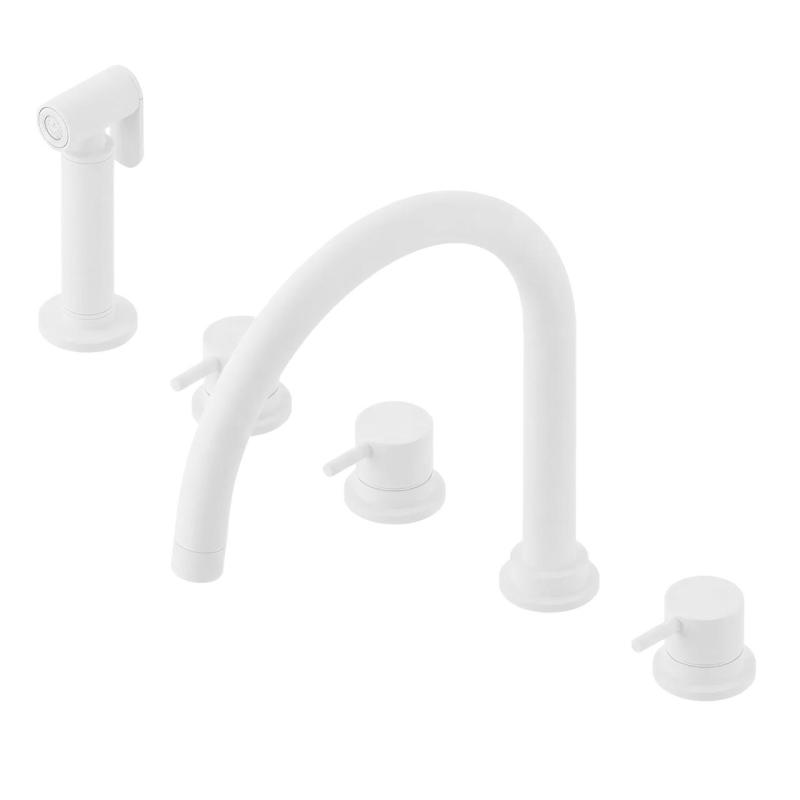Waterevolution Flow 5-hole kitchen faucet with pull-out sprayer and filtered water connection white T154UBR