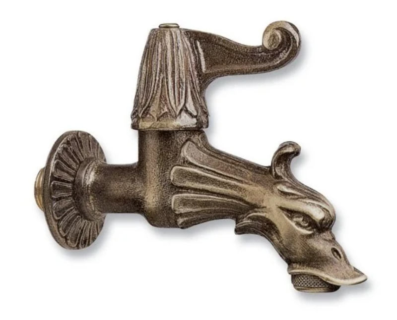 PB Garden Vintage Wall Fountain Tap Cold Water Tap Bronze with Garden Hose Connection and Handle 1208969785