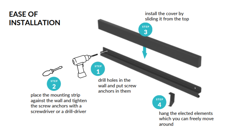 Epka Luxion Kitchen Rail 60 cm Metal with Concealed Mounting Black 1208969959
