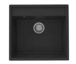 GraniteMy Bremen Granite Sink 53x50 cm Black - Surface Mount, Undermount and Flush Mount with Faucet Hole and Gold Plug 1208969969