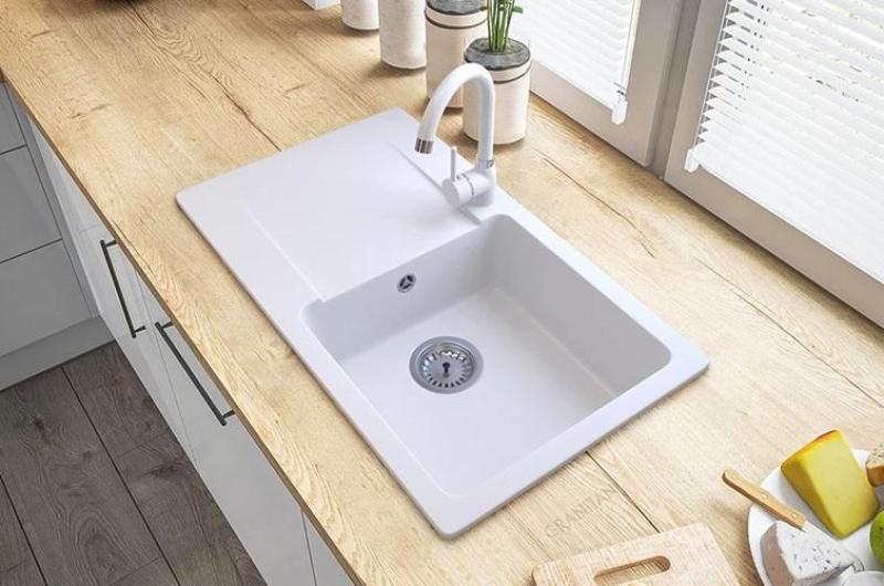 Graniteland Liri Granite White sink with draining area 765x448 mm 1208969990