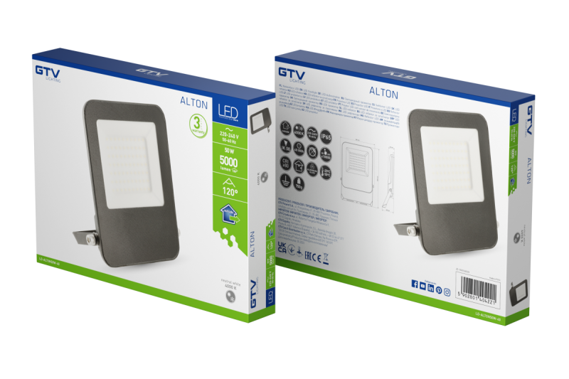 Floodlight ALTON, LED, 50W, 5000lm, 4000K, AC220-240V, IP65