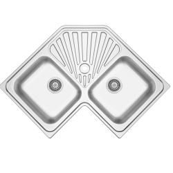 Bank of Montreal Stainless Steel Corner Sink Top Mount 83 x 83 cm with Draining Area 1208970036