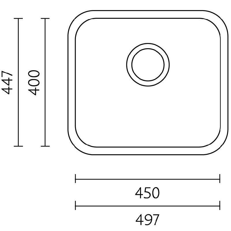 Banka IB4540 Stainless Steel Sink 45 x 40 cm Undermount 1208970044 - Productafbeelding 2