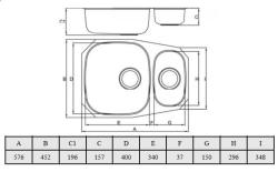 Banka Alaska Stainless Steel 1.5 Undermount Sink 524 x 400 mm 1208970064