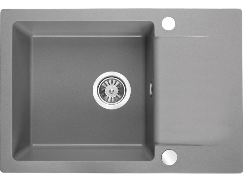 Aquadesign Kensley Set - Granite Countertop Sink Grey with Small Draining Area and Kitchen Faucet, 65 x 44 cm 1208970086