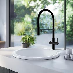 Ausmann Ceramic Brook ceramic white round countertop basin 1208970092