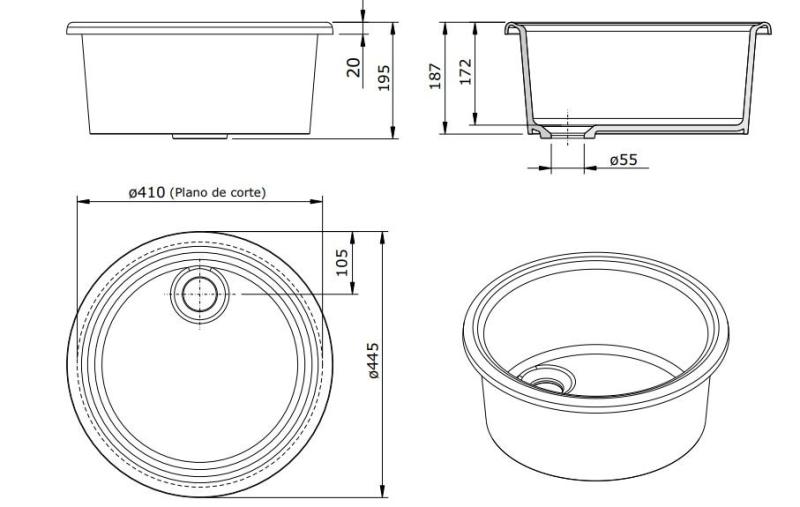 Ausmann Ceramic Brook ceramic white round countertop basin 1208970092