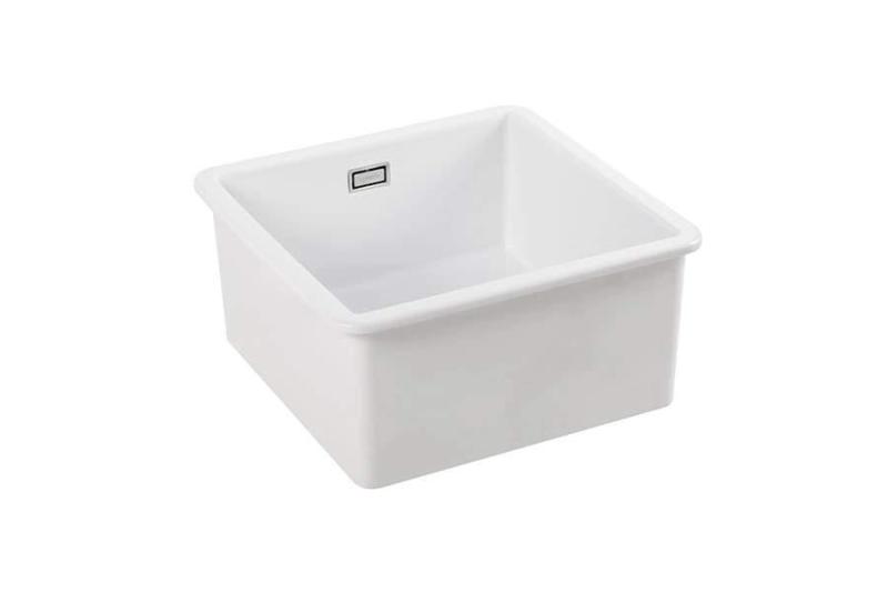 Ausmann Ceramic Ember Ceramic White Square Sink Topmount and Undermount 40 x 40 cm with Stainless Steel Plug 1208970094