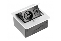 AVARO Recessed Furniture Socket, 1x French Socket, USB A+C, 1.5m Cable, Silver