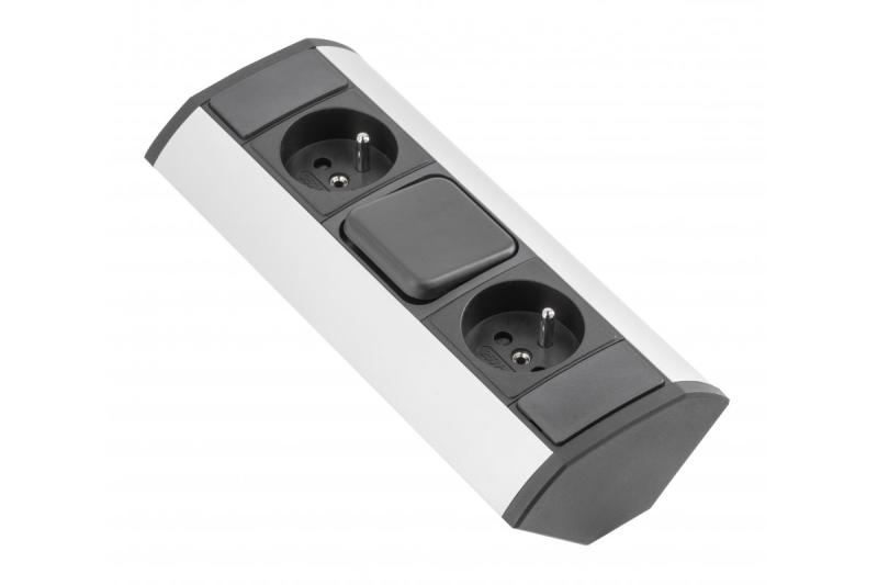 MINI angle extender with switch and 2 sockets with grounding 230V 16A