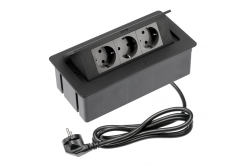 Furniture socket SOFT 3x Schuko socket, power cable with plug, black
