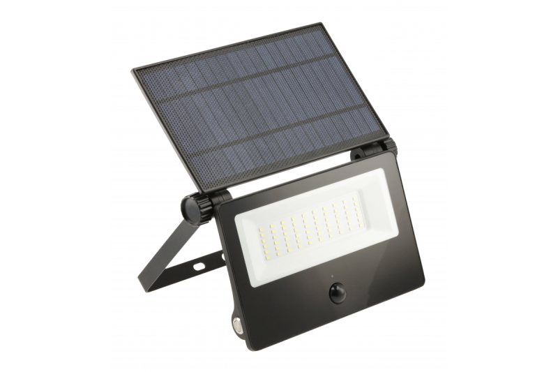 Solar floodlight LUMOS II, LED, 3000lm, 6400K, 2x2600mAh replaceable, IP65, black