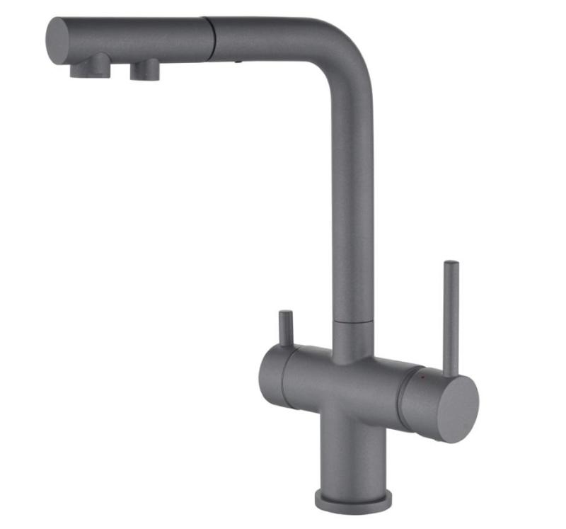 Ausmann Ellington 3-Way Kitchen Faucet with Pull-Out Spout and Filtered Water – Grey – 1208970494