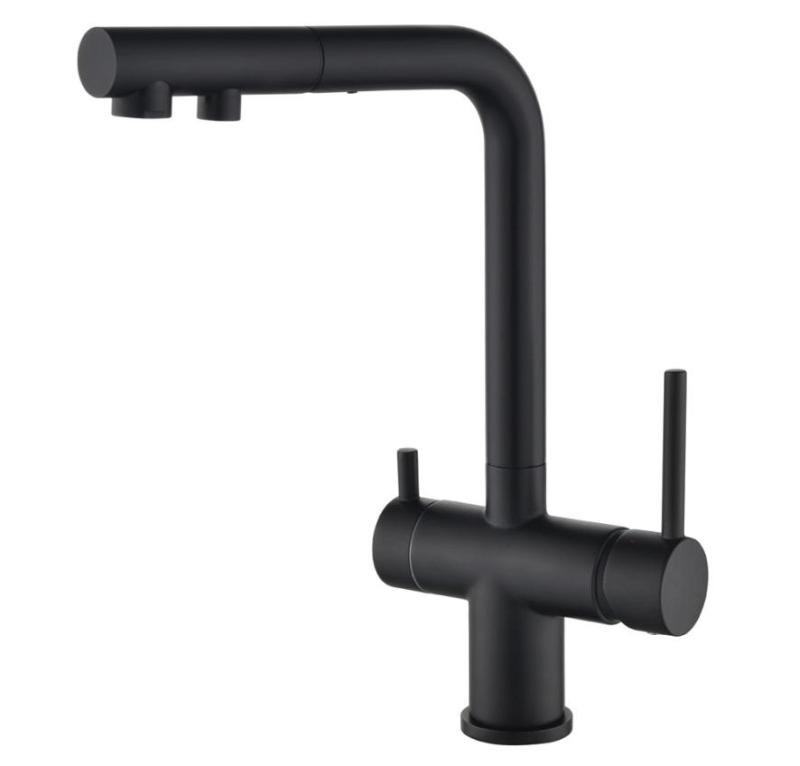 Ausmann Ellington 3-Way Kitchen Faucet with Pull-Out Spout and Filtered Water – Black - 1208970497