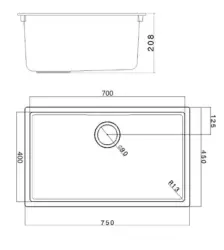 Sand White Large Sink 70x40 cm Undermount, Topmount and Flushmount with Gold Plug 1208970527
