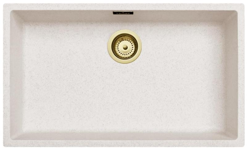 Sand White Large Sink 70x40 cm Undermount, Topmount and Flushmount with Gold Plug 1208970527