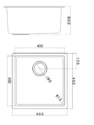 Sand White Cream Sink 40x40 cm Undermount, Topmount and Flushmount with Gun Metal Plug 1208970539
