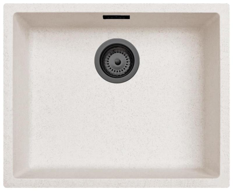 Sand White Cream Sink 50x40 cm Undermount, Countertop, and Flush Mount with Gun Metal Plug 1208970544