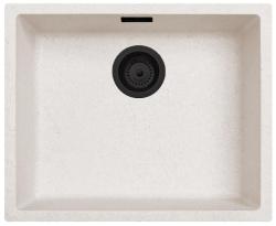 Sand White Cream Sink 50x40 cm Undermount, Topmount and Flushmount with Matte Black Plug 1208970545