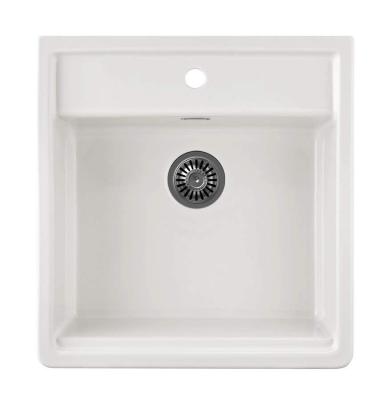 Ausmann Ceramic Panor Shade Ceramic White Butler Sink - Under-counter and Between-counter 630 x 597 mm with tap hole and Gun metal plug 1208970551