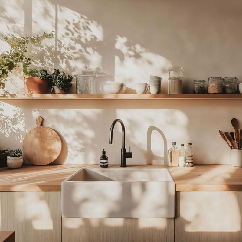 Ausmann Ceramic Panor Shade Ceramic White Butler Sink - Under-counter and Between-counter 630 x 597 mm with tap hole and Gun metal plug 1208970551