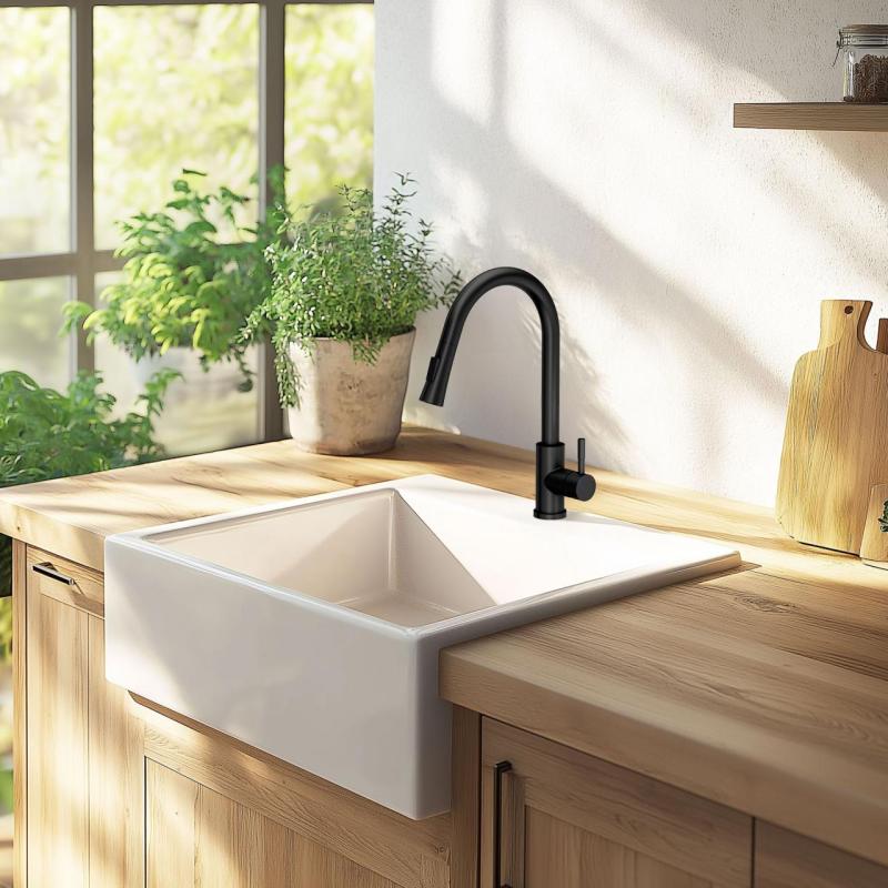 Ausmann Ceramic Panor Shade Ceramic White Butler Sink - Undermount and Inset 630 x 597 mm with Tap Hole Platform and Stainless Steel Plug 1208970560