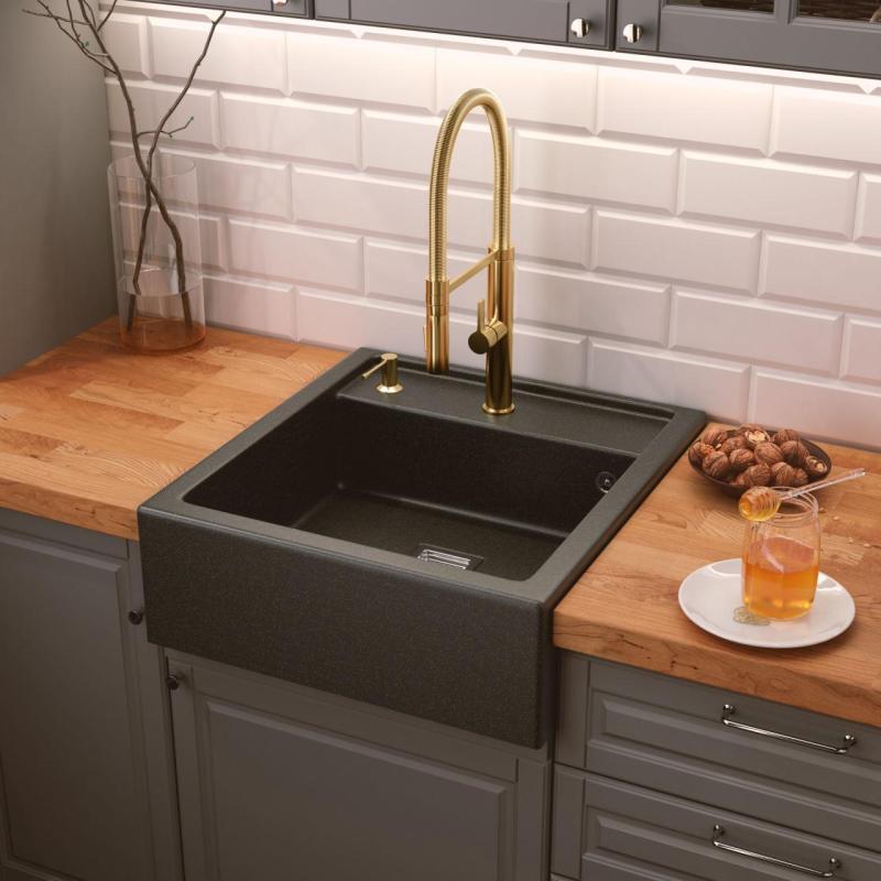 Graniteland Arno Granite Arduin Bluestone Look Built-in Sink 582x620mm with Stainless Steel Square Plug 1208970600