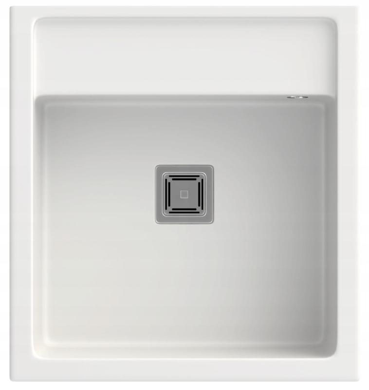 Graniteland Arno Granite White Sink Under-mount 582x620mm with Stainless Steel Square Plug 1208970604