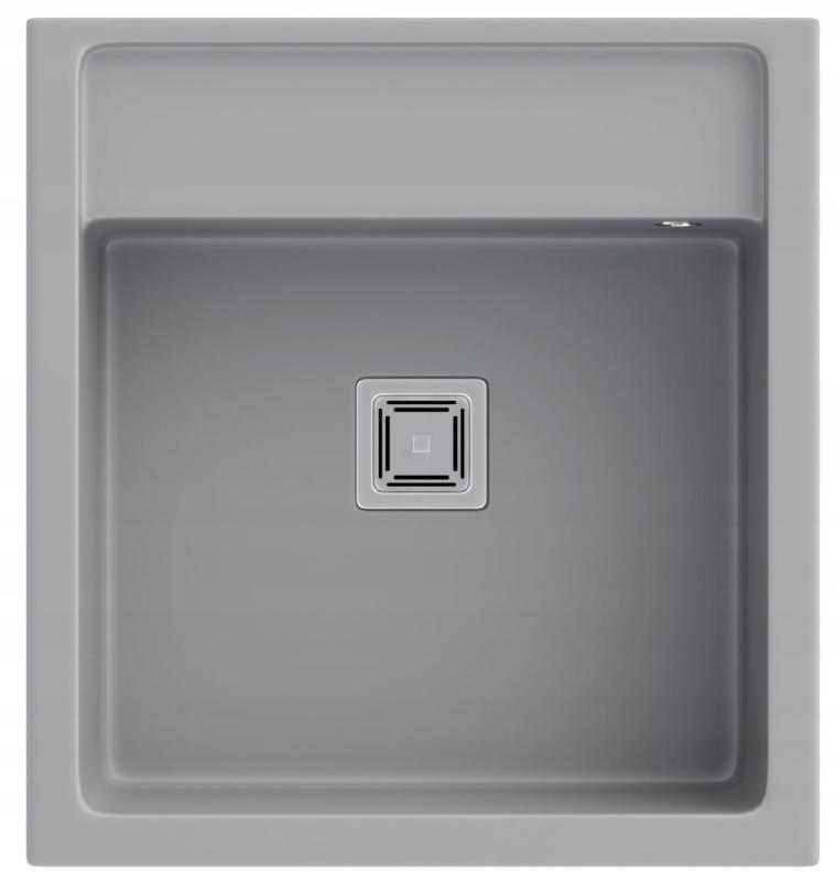 Graniteland Arno Granite Grey Inset Sink 582x620mm with Stainless Steel Square Plug 1208970605
