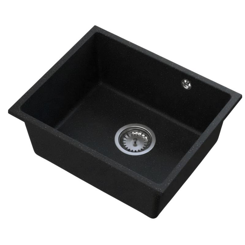 Graniteland Solo Granite Black Bluestone Undermount Sink 42x34 cm with Stainless Steel Plug 1208970606
