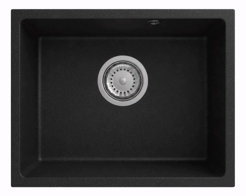 Graniteland Solo Granite Black Bluestone Undermount Sink 42x34 cm with Stainless Steel Plug 1208970606