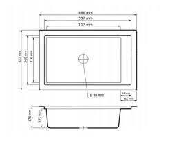 Graniteland Magra Granite White Built-in Sink 686 x 427 mm with Faucet Hole and Stainless Steel Plug 1208970614