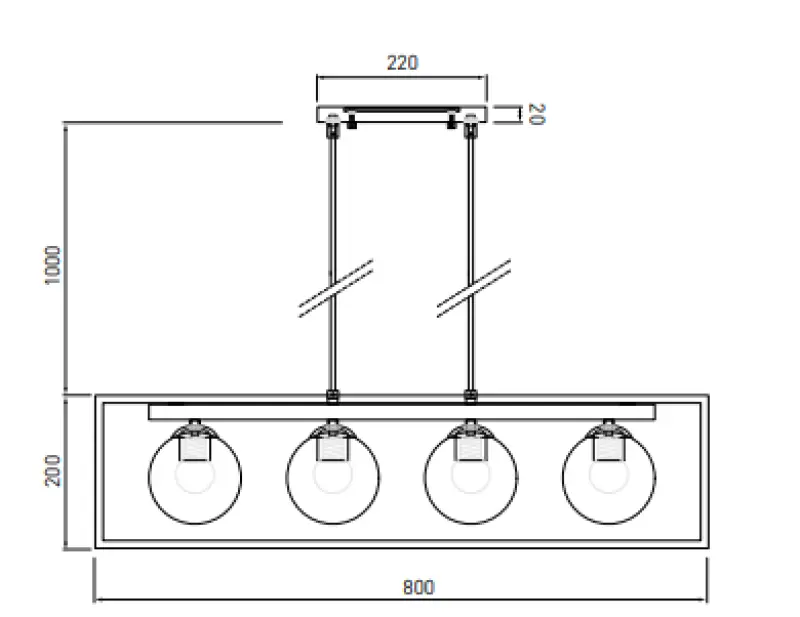 OUTLET Frame Damaged Decor Avelin pendant lamp with gold rectangular frame width 80 cm 2287