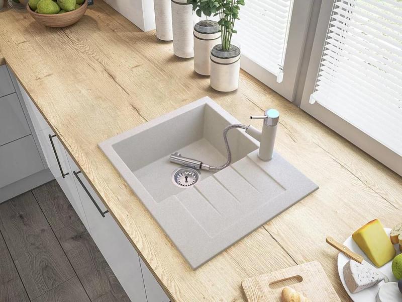 Graniteland Ceres Kitchen Faucet Beige Sand with Retractable Spout and Double-Function Hand Shower 1208970708