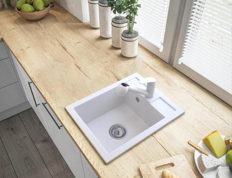 Graniteland Rhea Kitchen Faucet White with Pull-Out Spout and Dual-Function Hand Shower 1208970714