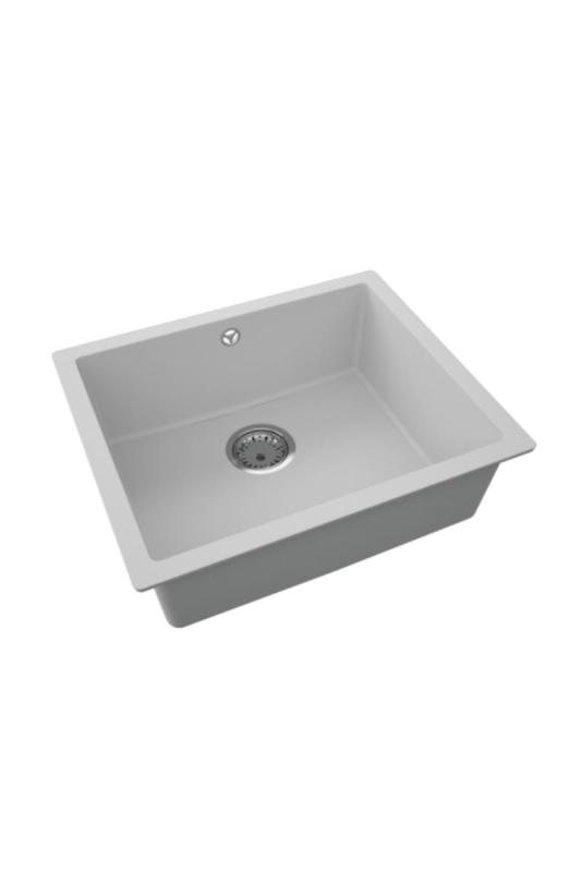 GraniteMy Universal Granite Grey Sink 50x40 cm Top Mount, Under Mount and Flush Mount with Stainless Steel Plug 1208970745
