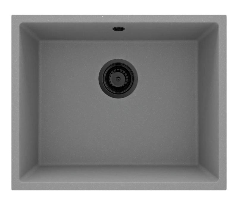 GraniteMy Universal Granite Grey Sink 50x40 cm Surface Mount, Under Mount and Flush Mount with Black Plug 1208970759