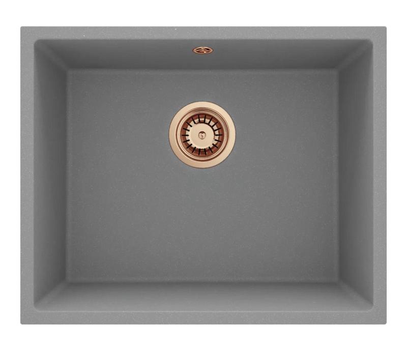GraniteMy Universal Granite Grey Sink 50x40 cm Top Mount, Under Mount and Flush Mount with Copper Plug 1208970761