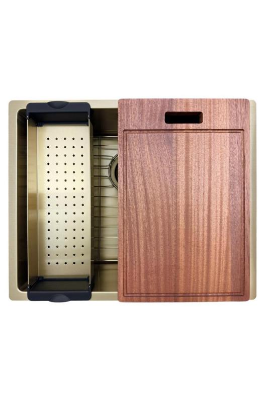 Pure.Sink Prestige Combination Set Gold Sink 50x40 cm with Gold Kitchen Faucet 1208970764