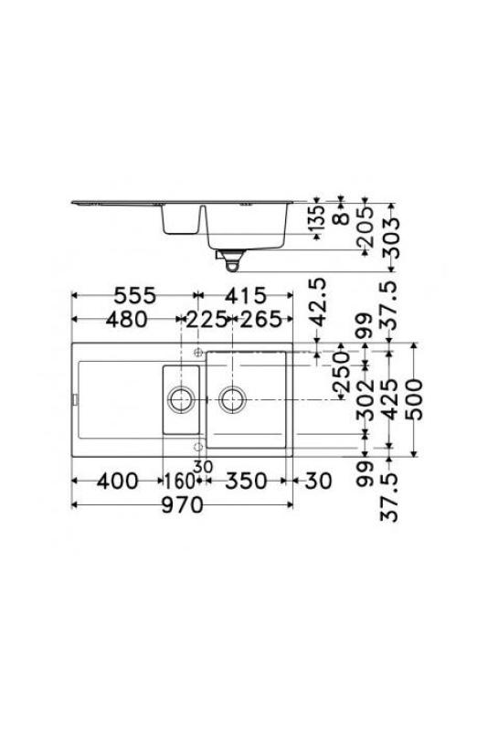 Franke Maris MRG 651 Fragranite Matte Black 1.5 Sink 97 x 50 cm Built-in with Draining Area 114.0628.993